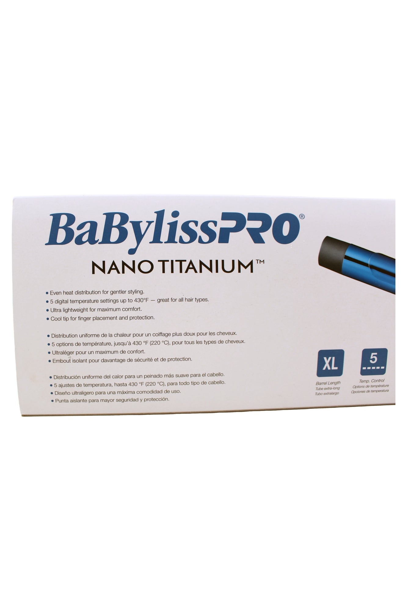 BaByliss Pro Nano Titanium Extended-Barrel Curling Iron 1 1/4", Blue/Black