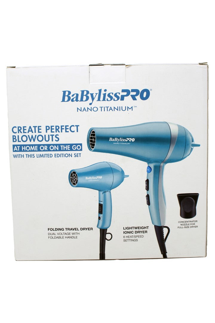 BaBylissPro Nano Titanium Lightweight Ionic Dryer & Folding Travel Dryer
