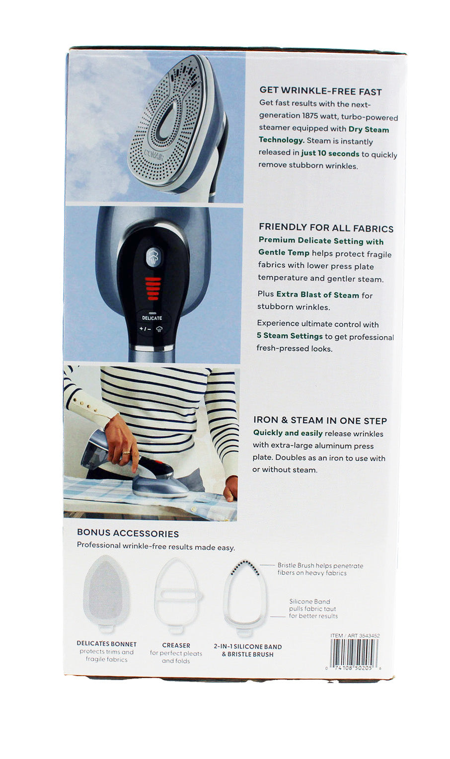 Conair Turbo Extreme Steam 2 in 1 Steamer & Iron With Gentle Temp White 1 Count