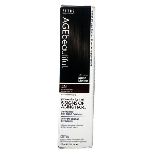 AGEbeautiful Permanent Anti-Aging Hair Color 4N Dark Brown 2 Ounces