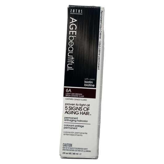 AGEbeautiful Permanent Anti-Aging Hair Color, 6A Light Ash Brown 2 Ounces