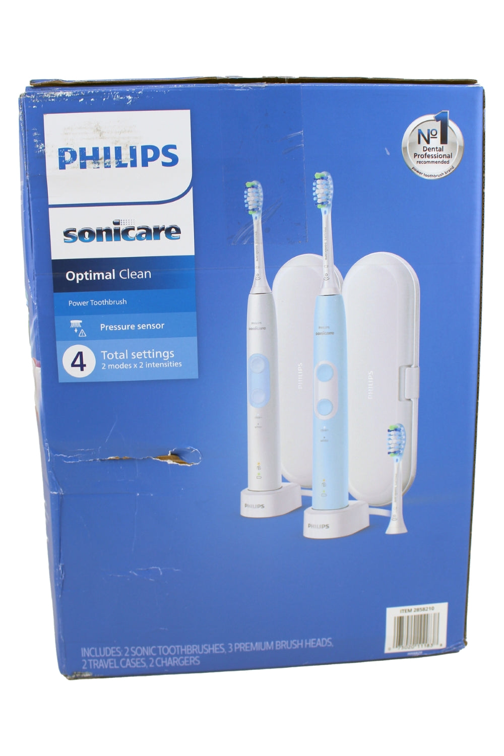 Philips Sonicare Optimal Clean Tooth Brushes White and Light Blue (Pack of 2)
