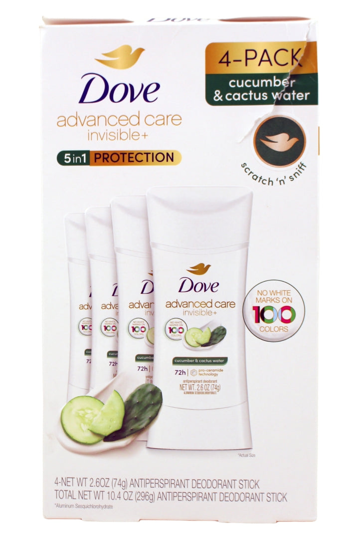 Dove Advanced Care Invisble+ 5 in 1 Protection Cucumber & Cactus Water 72 Hour Protection Antiperspirant Deodorant 2.6 O