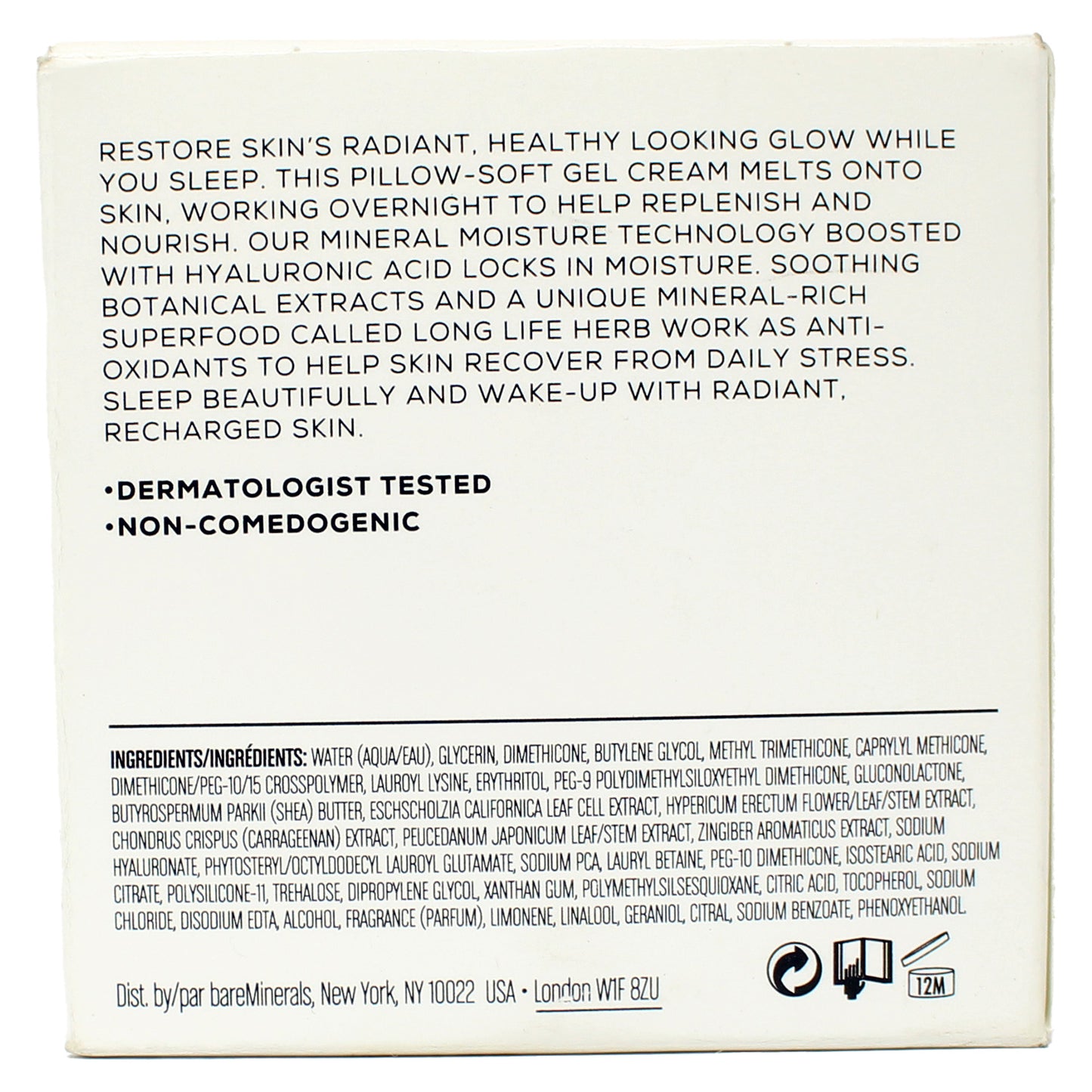 Bare Minerals Skinlongevity Vital Power Sleeping Gel Cream For All Skin Types 1.7 Ounce