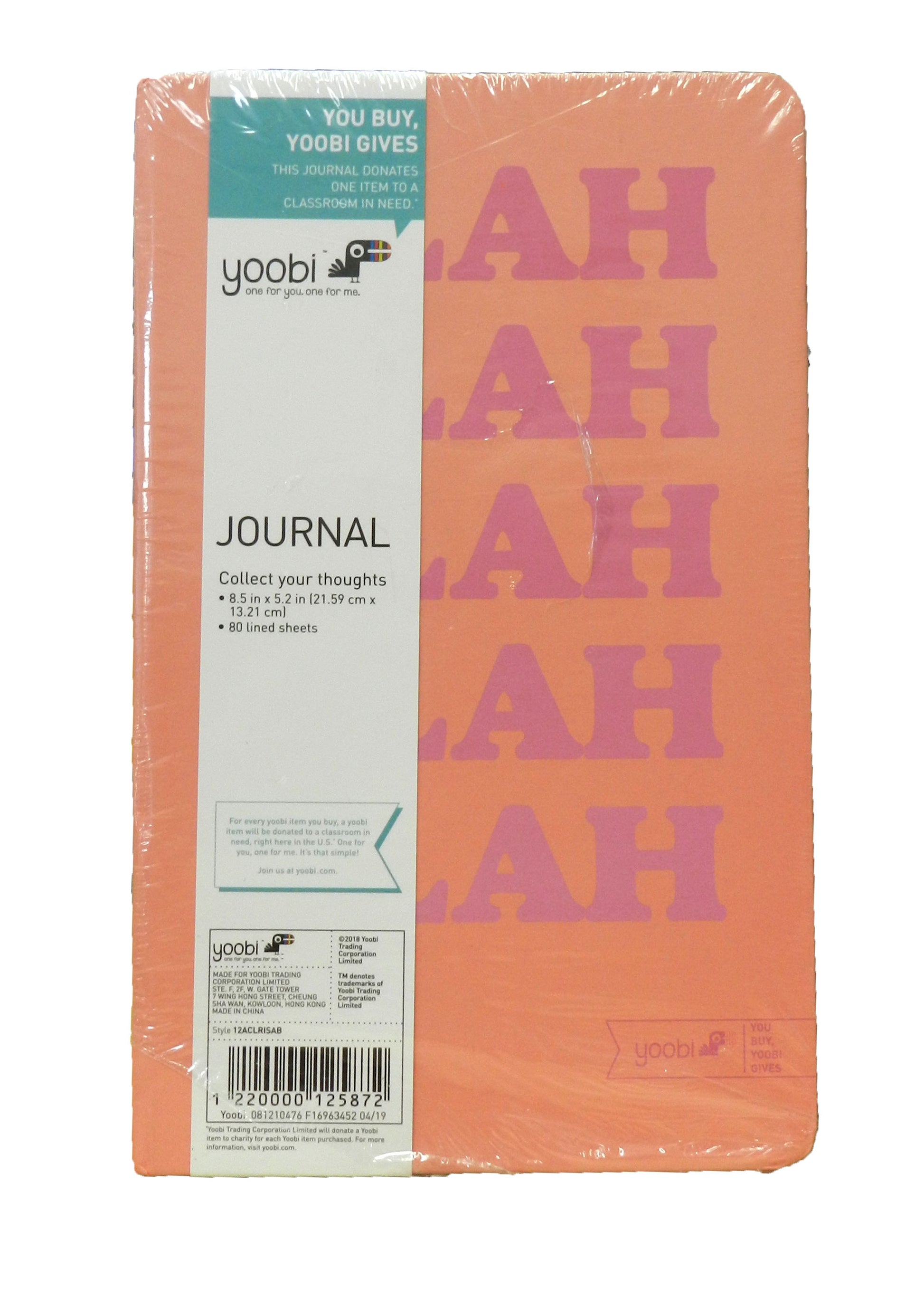 Yoobi Blah Blah Blah Lined Journal Pink 8.5" X 5.2" Inch, 80 Sheets