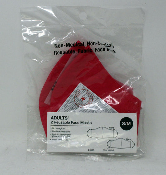 Adults S/M Reusable Pink Face Masks 2 Count