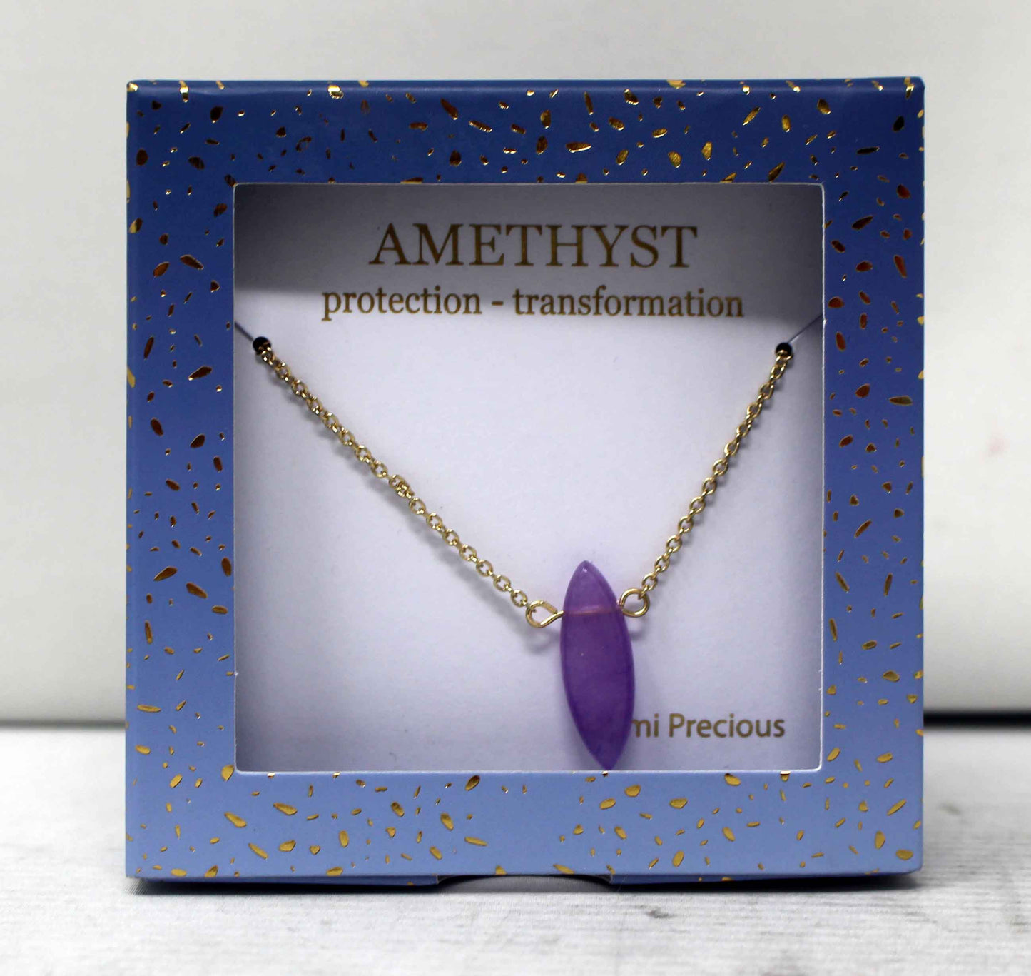 Amethyst Oval Semi-Precious Stone Short Necklace - Light Purple