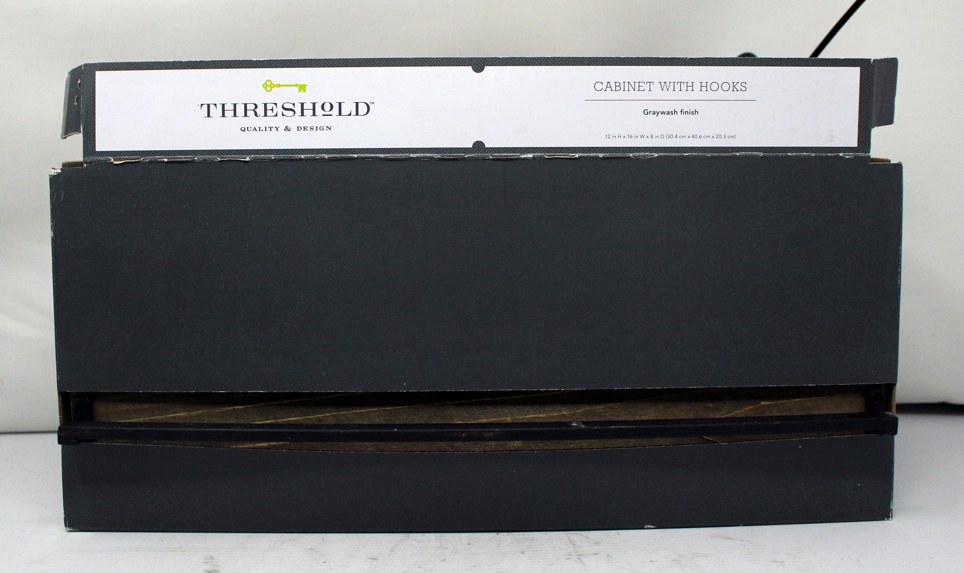Threshold Graywash Finish Cabinet W/Hooks