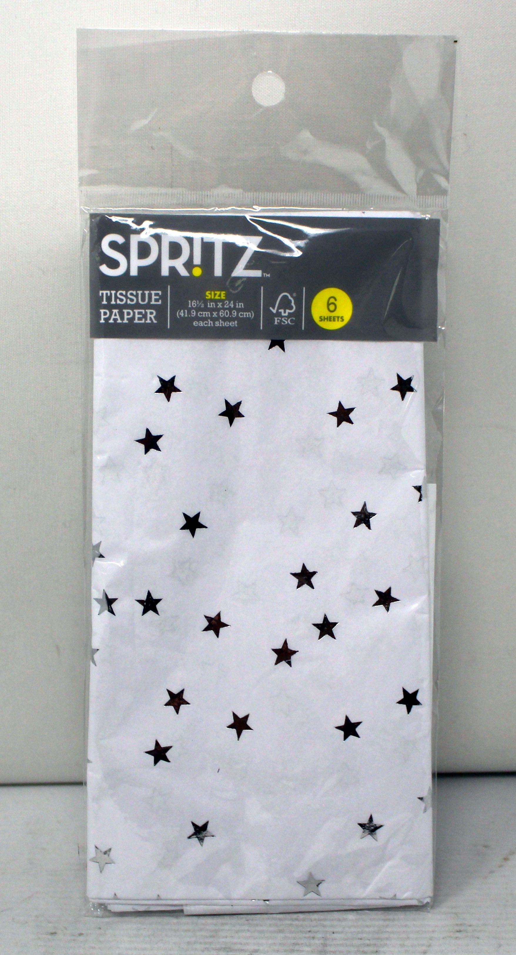 Spritz Silver Stars 16.5x24 In Tissue Paper 6 Sheets
