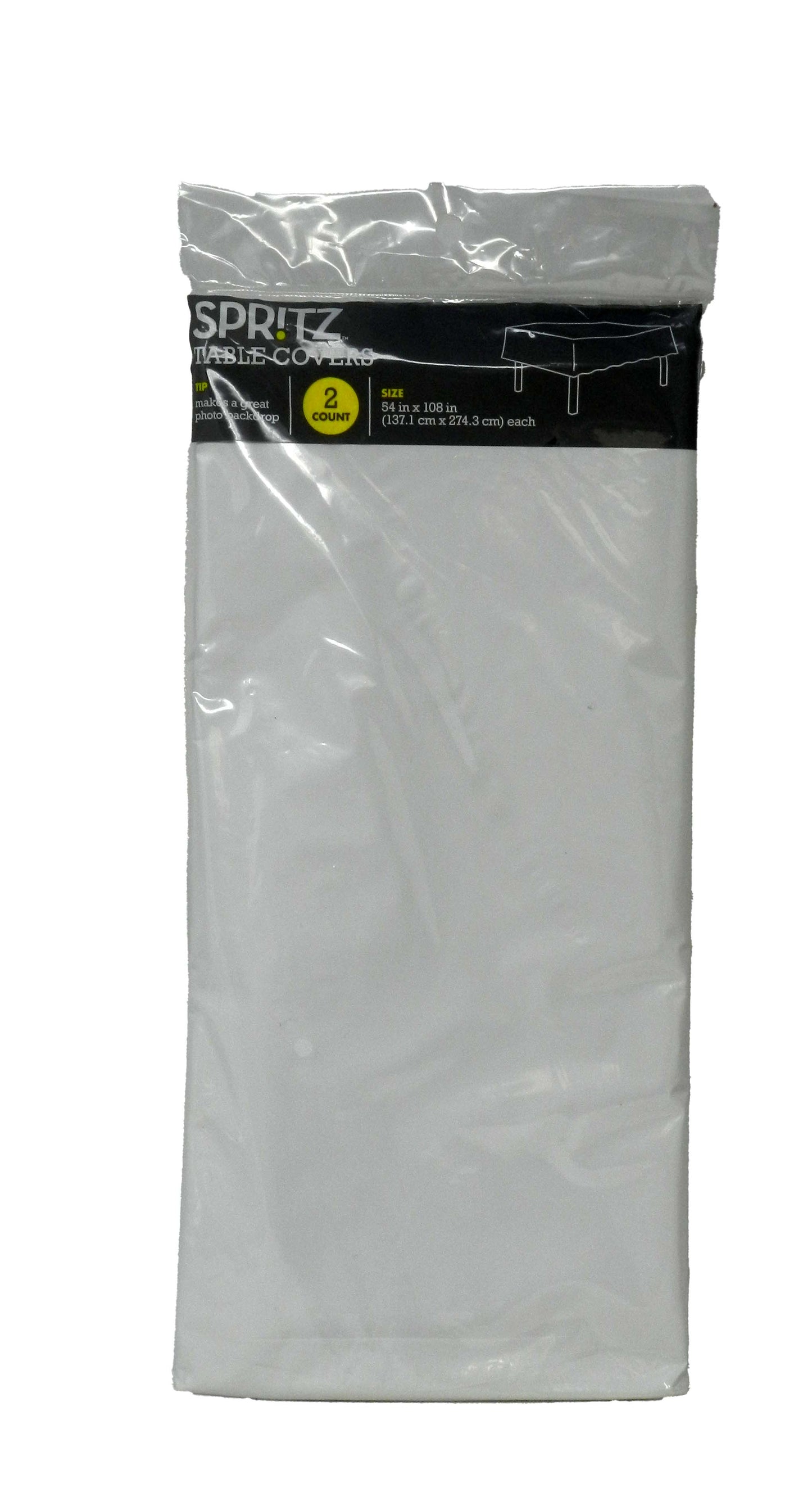Spritz Table Covers 54 in x 108 in White 2 Count