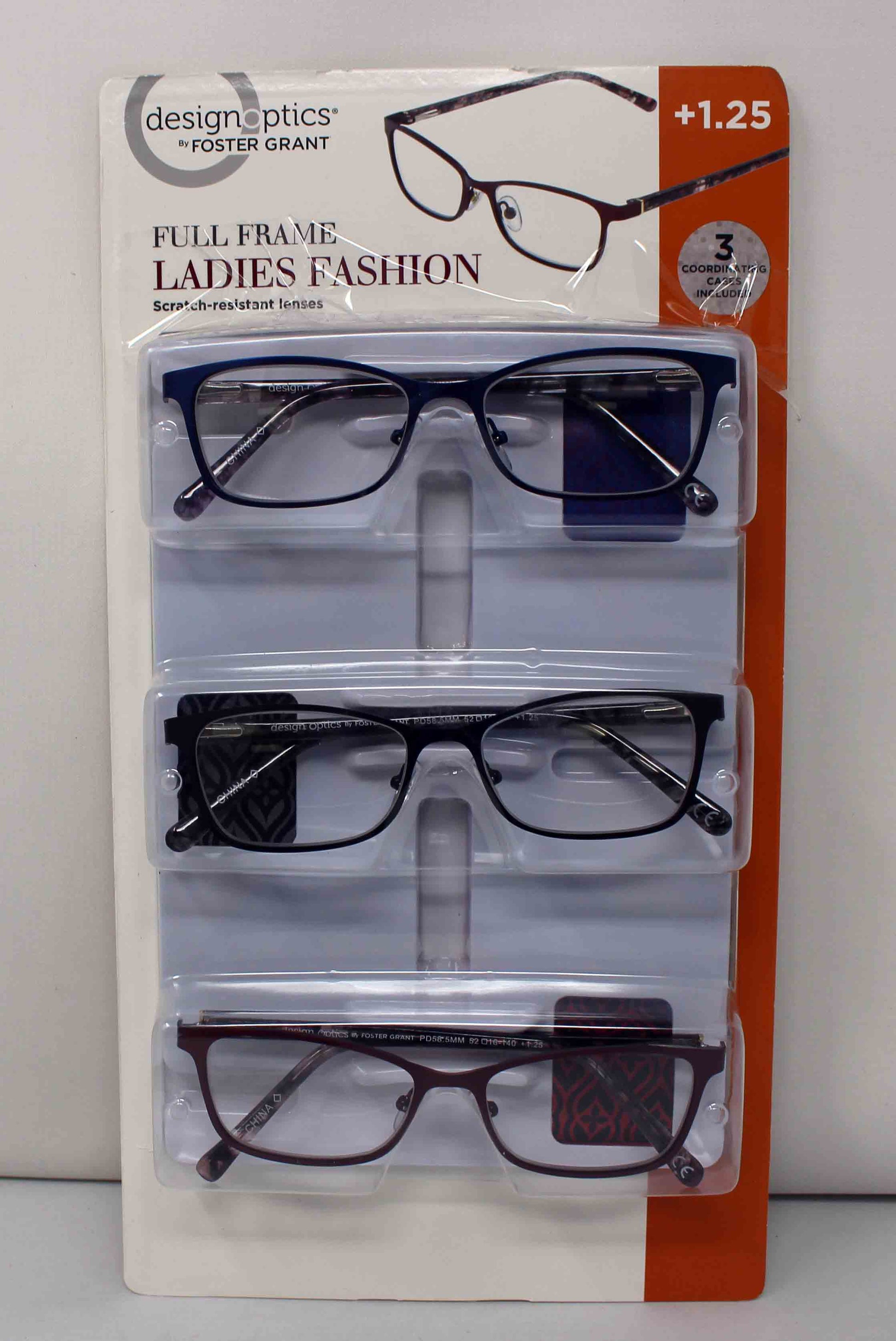 DesignOptics by Foster Grant Full Frame Ladies Fashion Classic Lenses +1.25