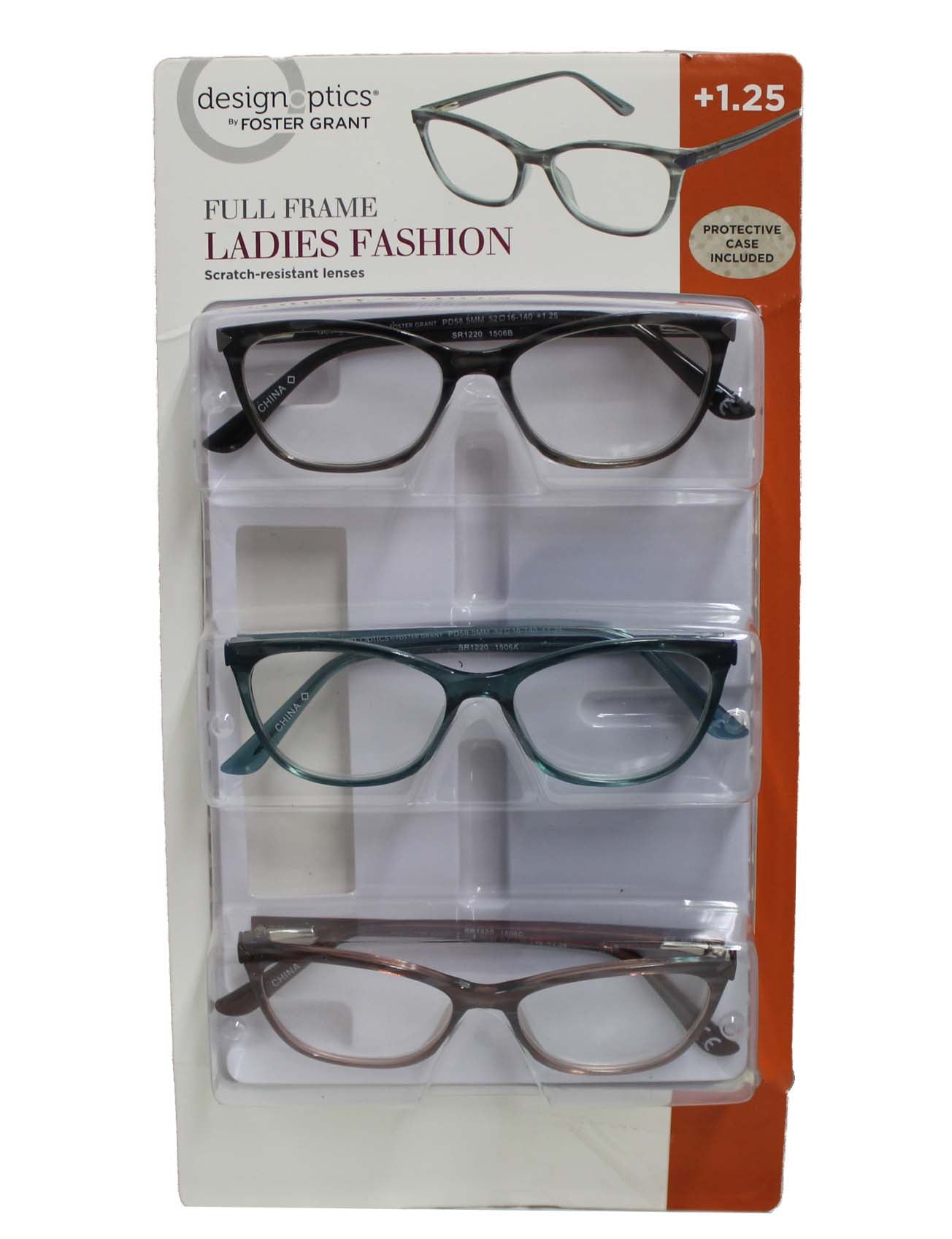 DesignOptics by Foster Grant Full Frame Ladies Fashion Glasses +1.25