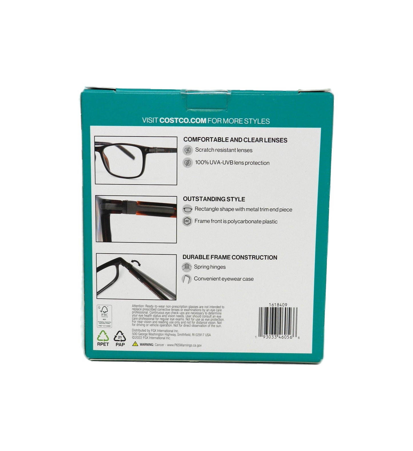 Design Optics By Foster Grant Full Frame Classic Reading Glasses +2.00 Reading Gasses 3 Ct