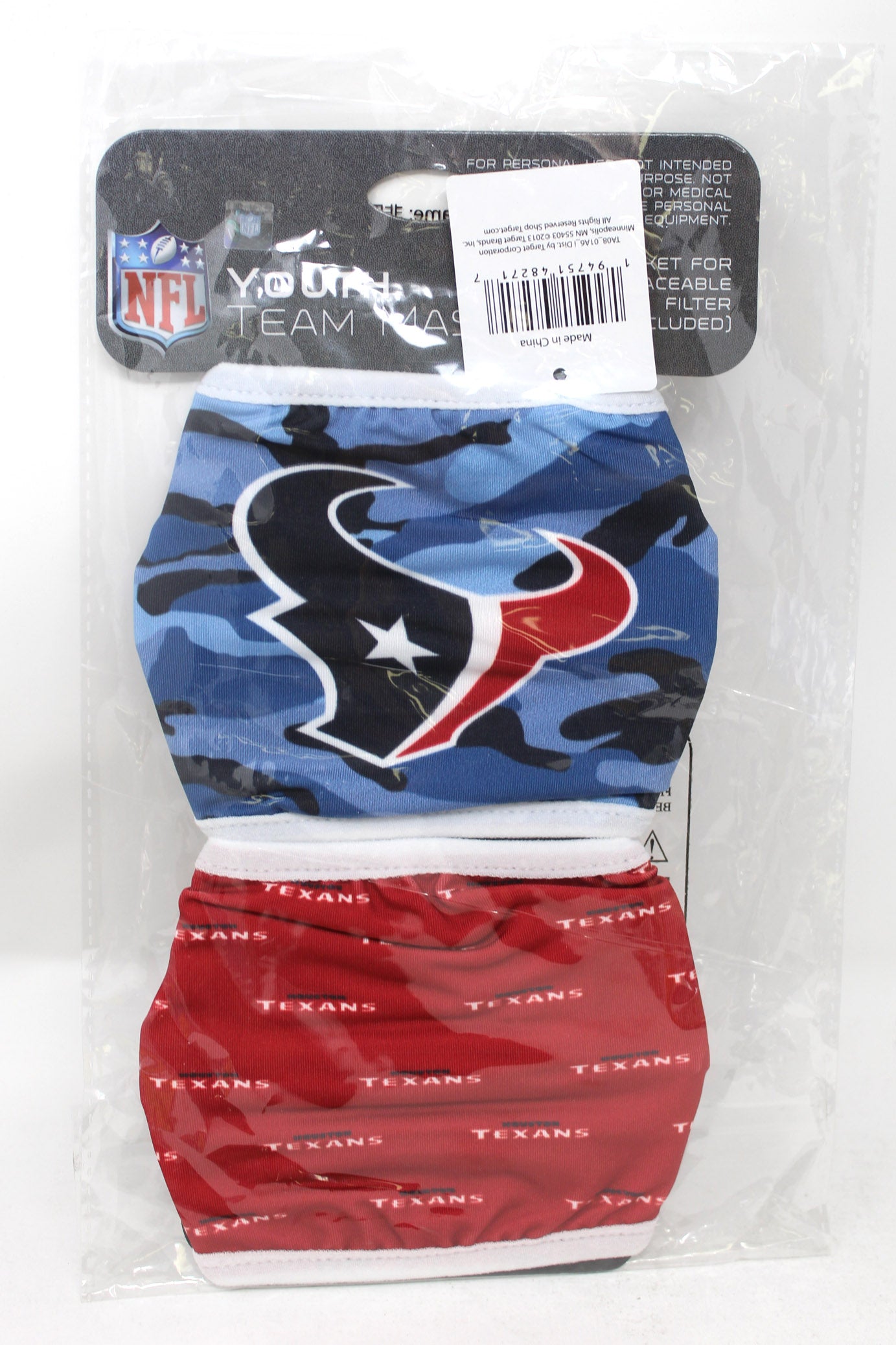 FOCO NFL Houston Texans Team Youth Masks 2 Count