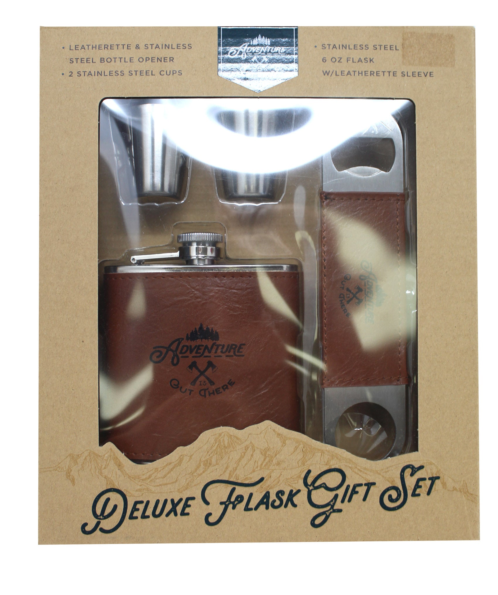 Adventure Is Out There Deluxe Flask Gift Set 4 Pieces