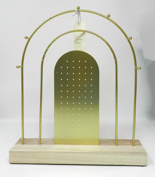 A New Day Rainbow Jewelry Stand with Pegs and Earring Holes (Gold)
