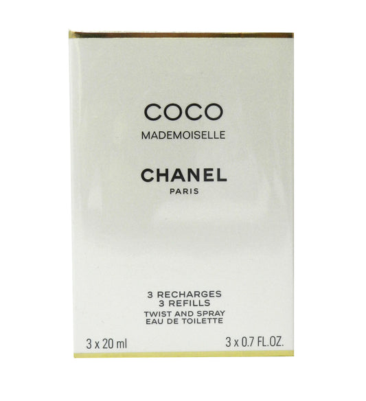 Chanel Coco Mademoiselle Eau De Toilette Twist & Spray Refills 3 X 0.7 Ounces