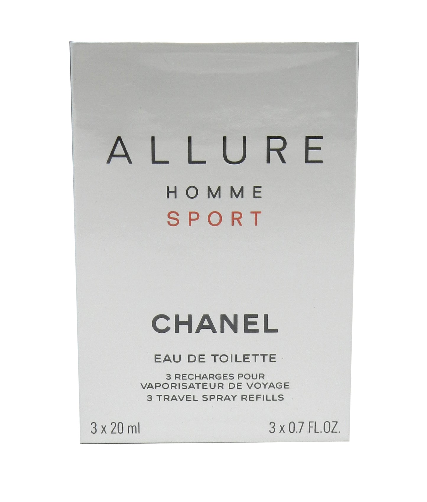 Chanel Allure Homme Sport Eau De Toilette Travel Spray Refills 3 X 0.7 Ounces