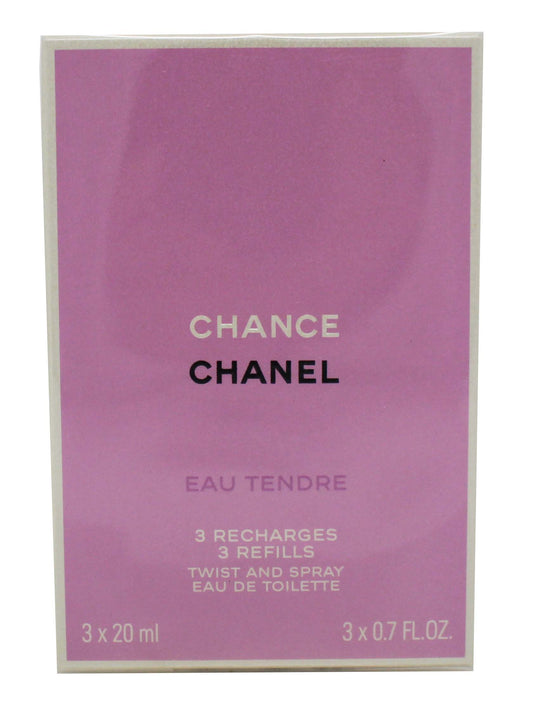 Chanel Chance Eau Tendre Eau de Toilette Twist & Spray Refills 3 X .7 Ounce