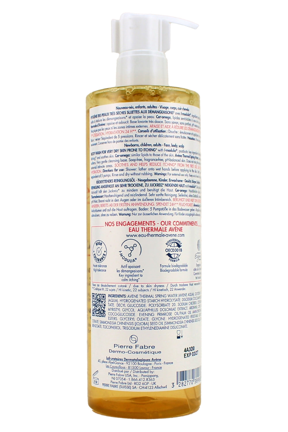 Avene Xeracalm A.D Lipid-Replenishing Cleansing Oil, Atopic Dermatitis, Eczema-Prone, Fragrance-Free, Pump, 13.5 Oz