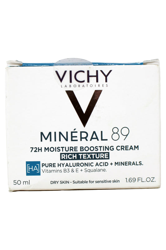 Vichy Mineral 89 72HR Moisture Boosting Cream Rich For Dry Skin 1.69 Ounces