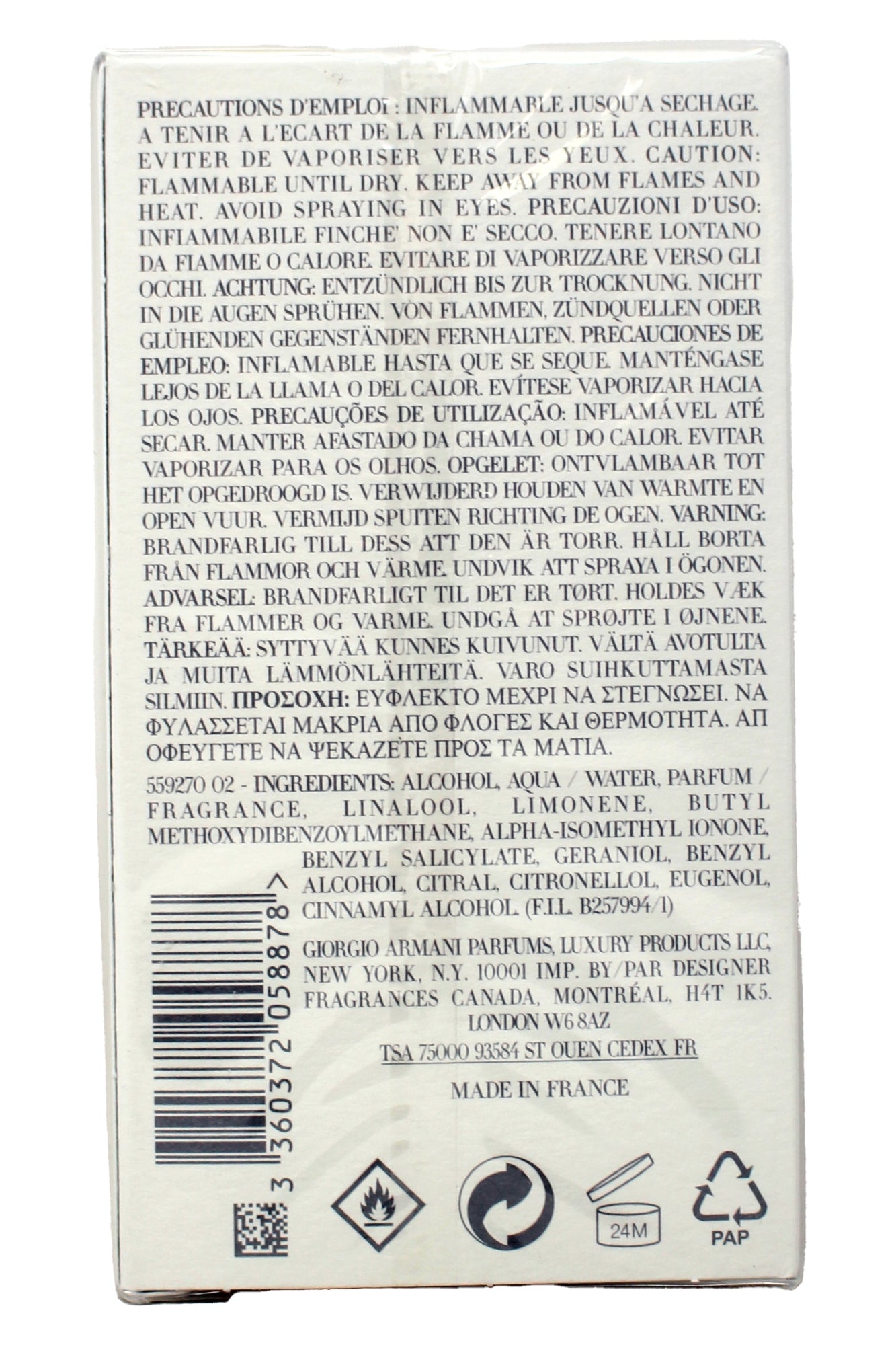 Giorgio Armani Acqua Di Gio Eau De Toilette Vaporisateur Spray 3.4 Fl Ounce