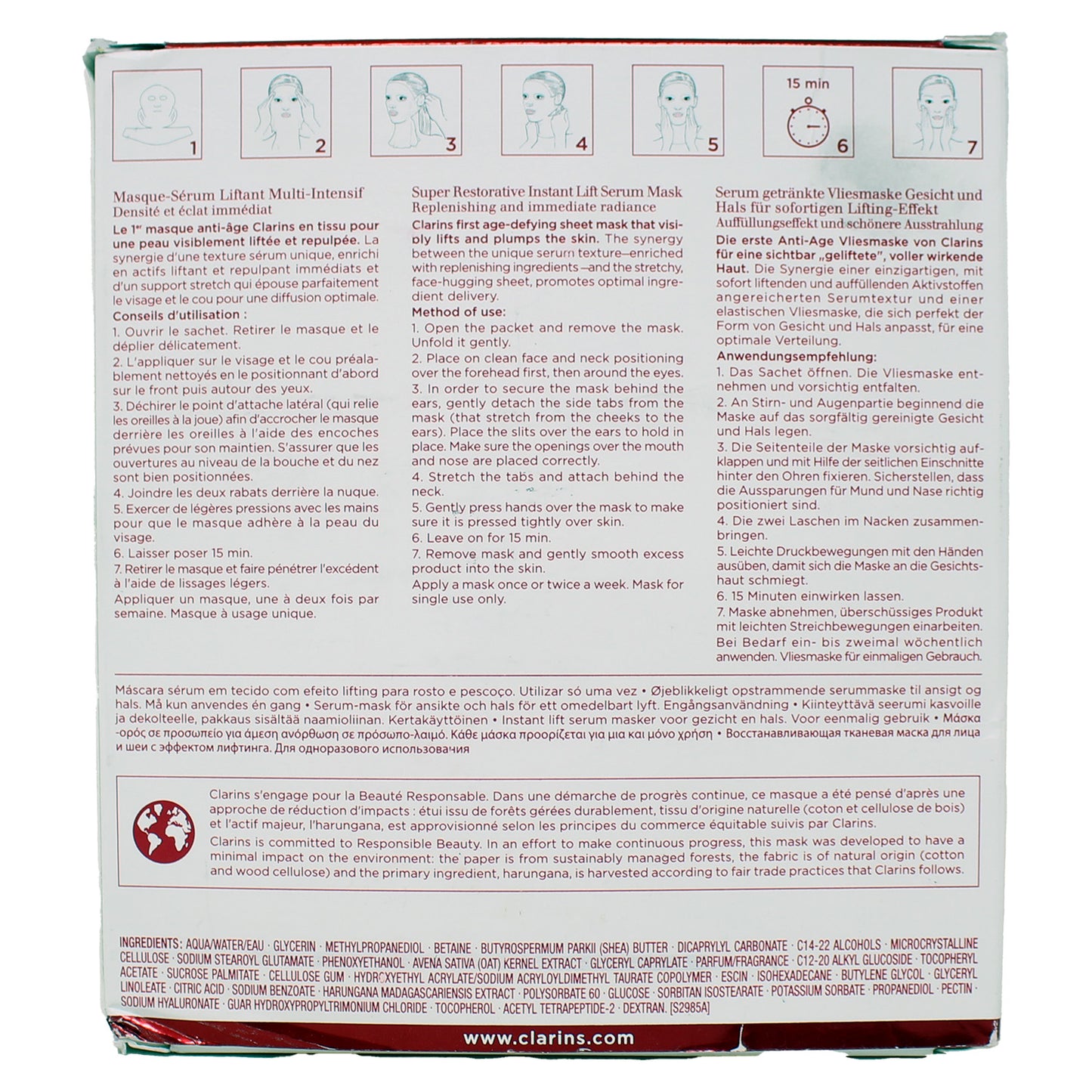 Clarins Super Restorative Instant Lift Serum Mask 5 Count