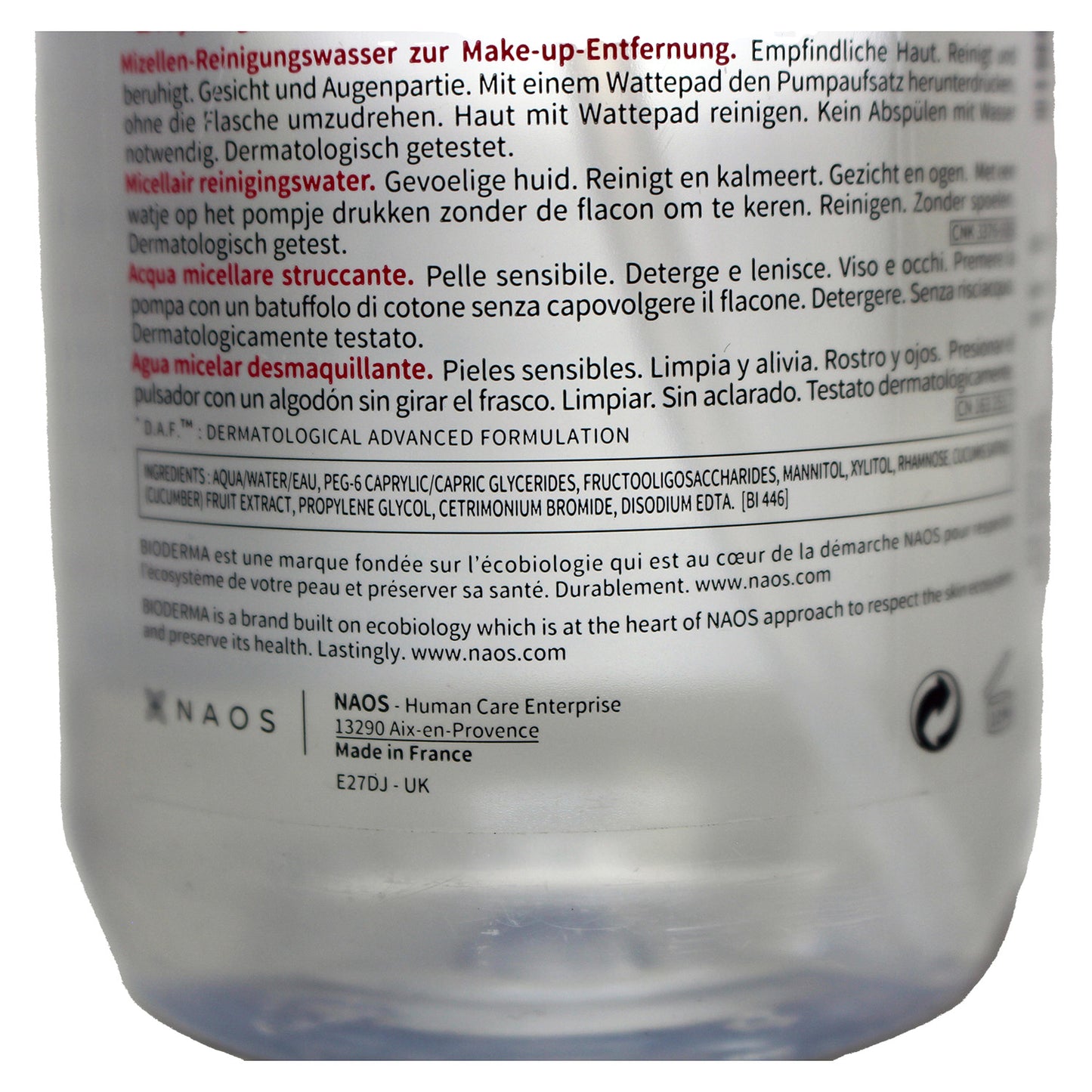 Bioderma Sensibio H2O Micellar Water - For Sensitive Skin 16.90 fluid Ounces