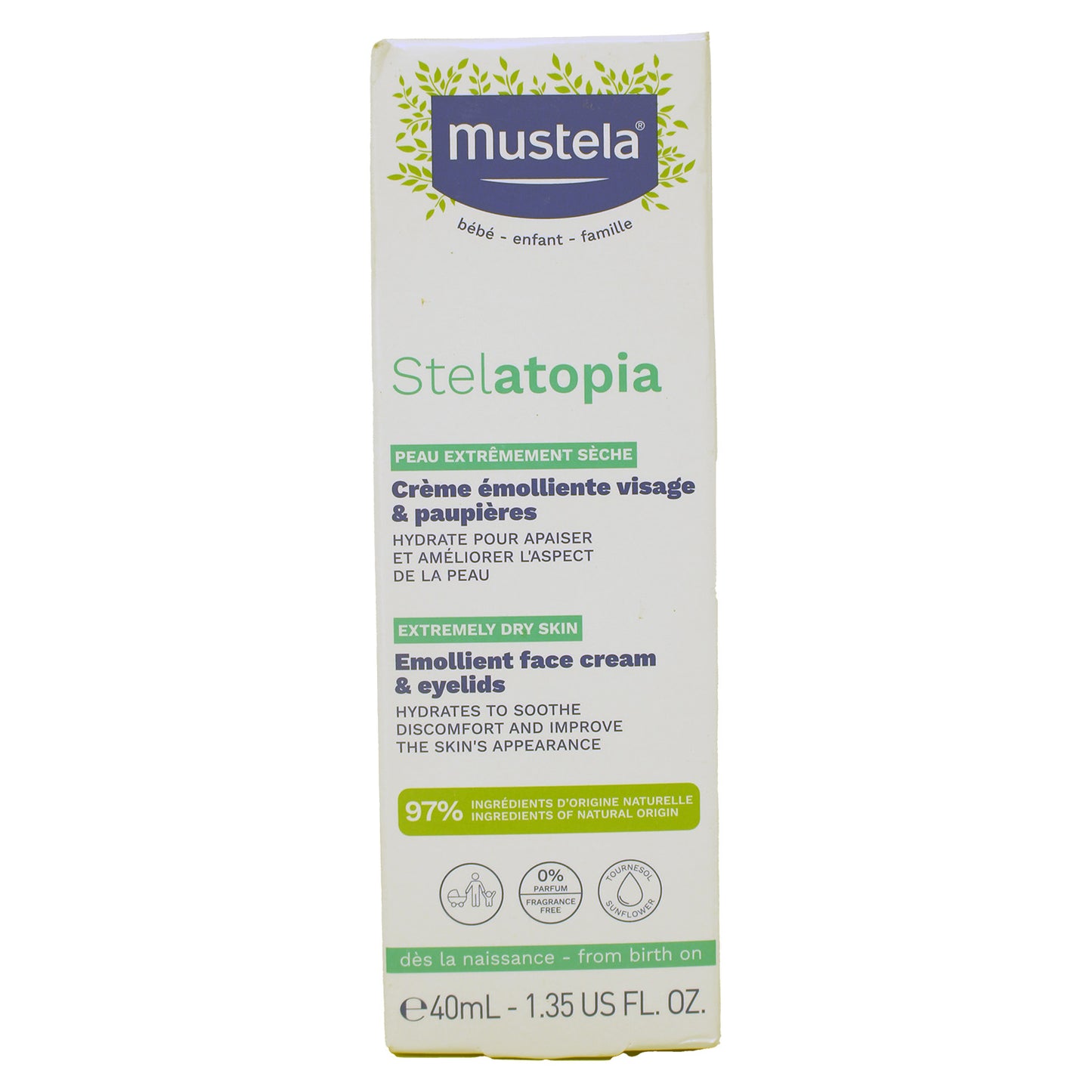 Mustela Stelatopia Eczema-Prone Skin Emollient Baby Face Cream 1.35 Ounces