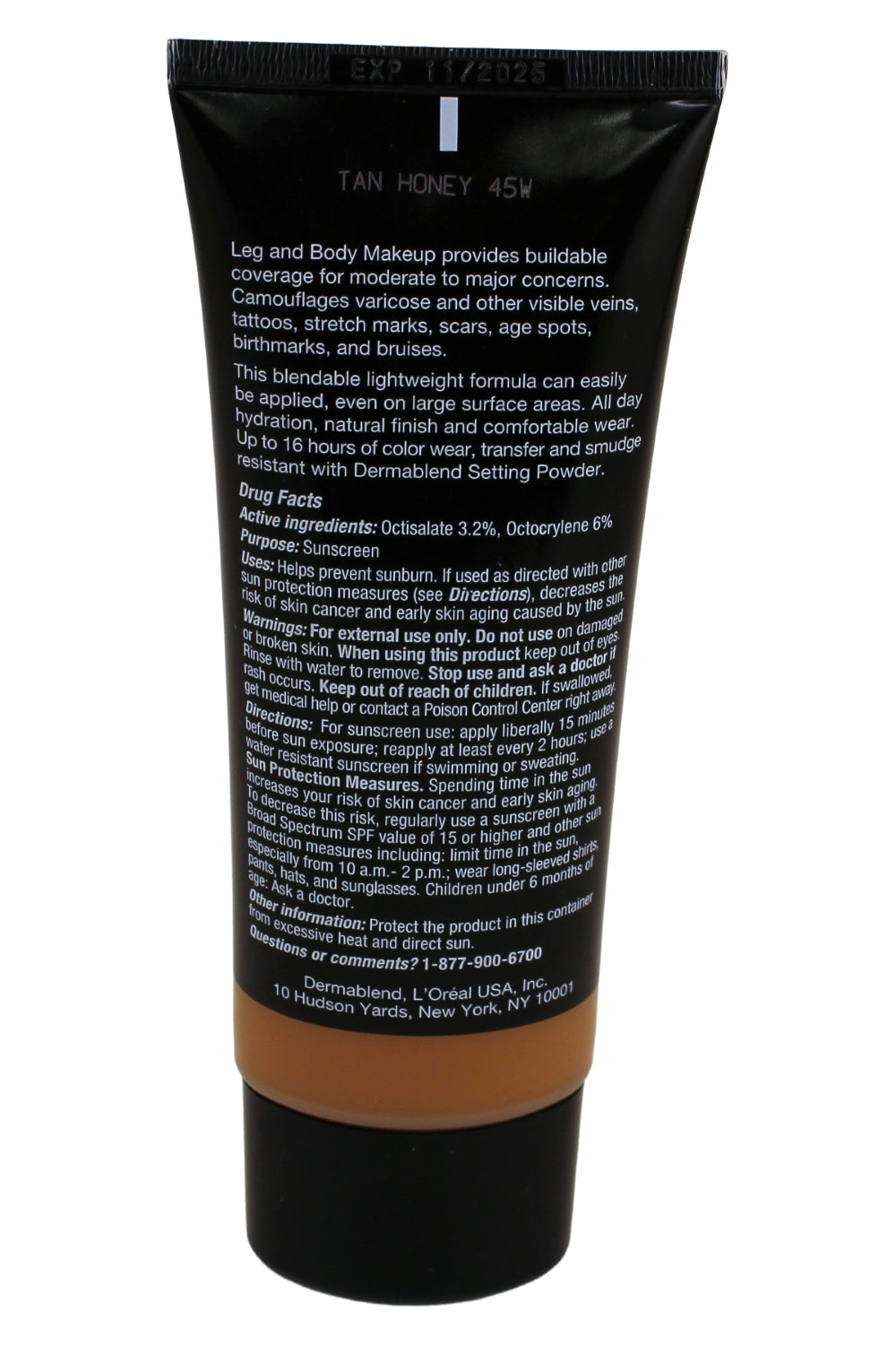 Dermablend Leg and Body Makeup Foundation, SPF 25, 45W Tan Honey, 3.4 oz