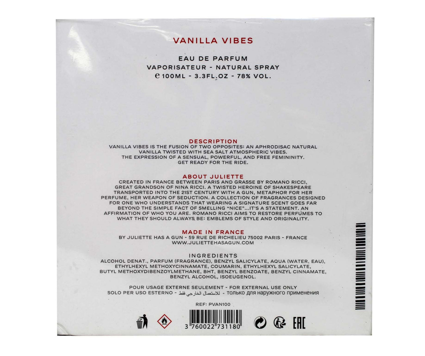 Juliette Has A Gun Vanilla Vibes Eau De Parfum For Women 3.3 Ounces