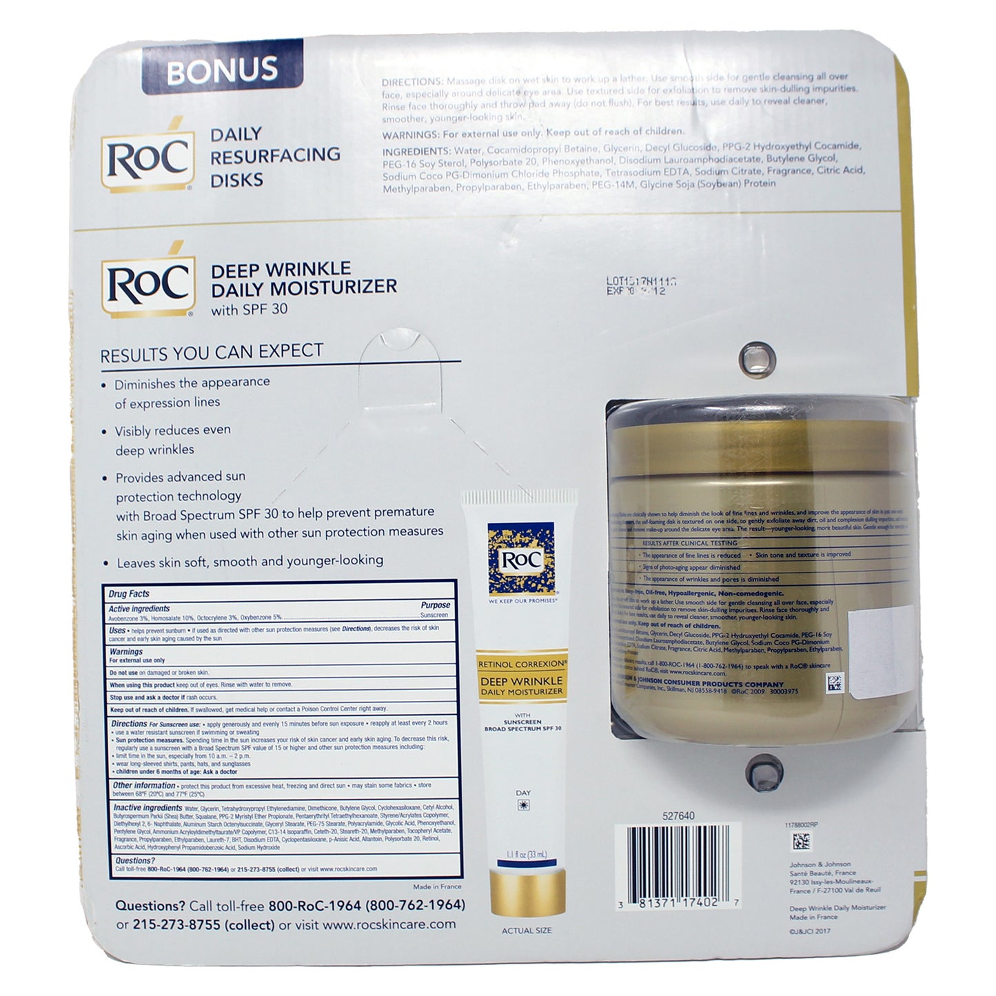 Roc Retinol Correxion Deep Wrinkle Day Moisturizer Duo & Resurfacing Disks Pack