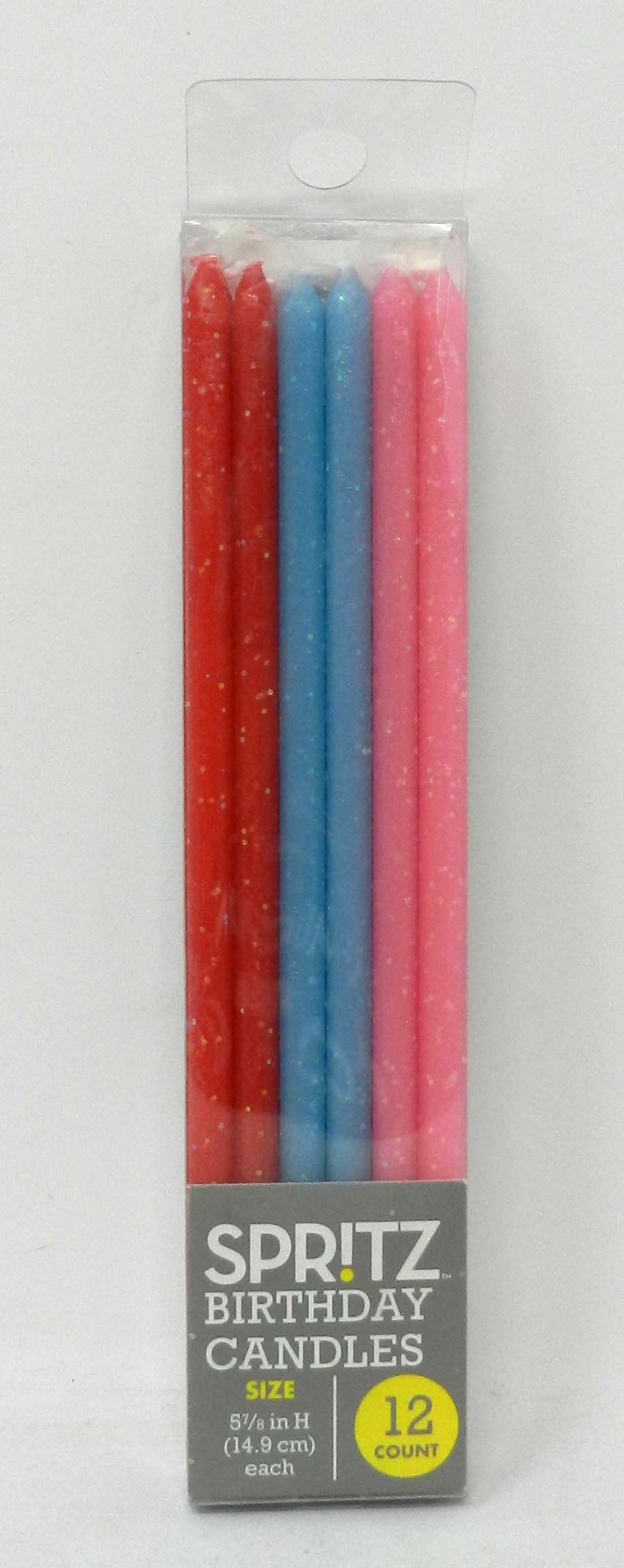 Spritz Metallic Multicolor Birthday Candles 12 Count