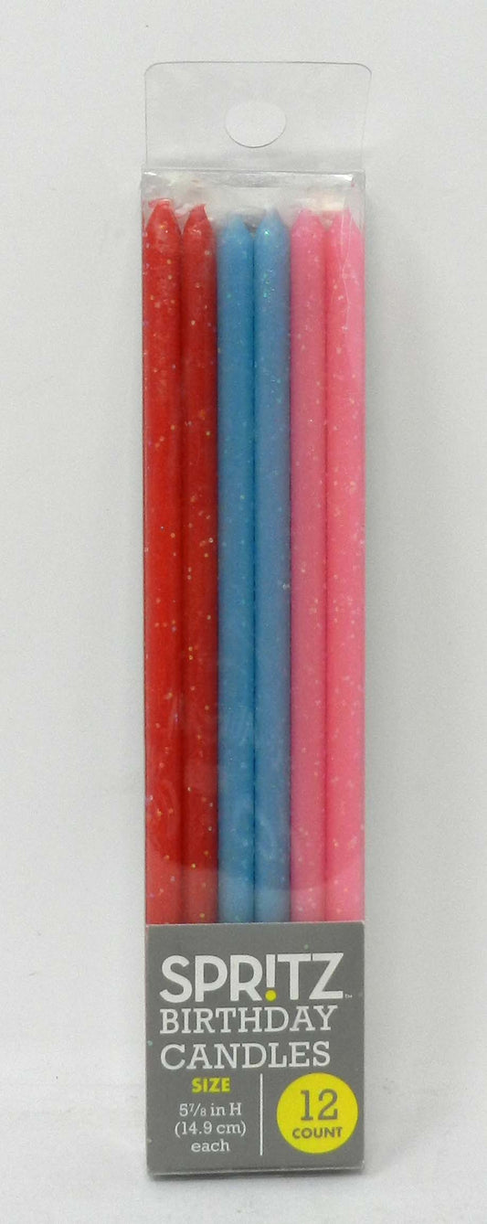 Spritz Metallic Multicolor Birthday Candles 12 Count