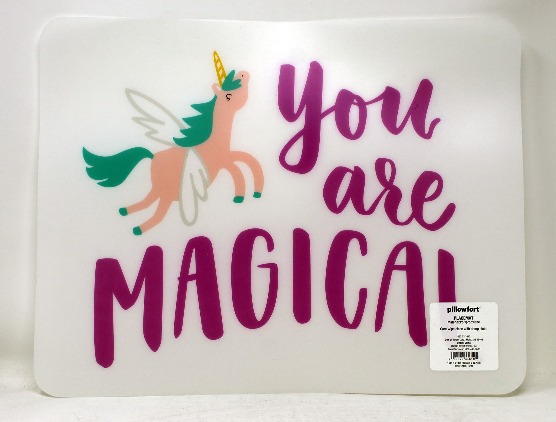 Pillowfort Your Are Magical Unicorn Placemat 1 Count