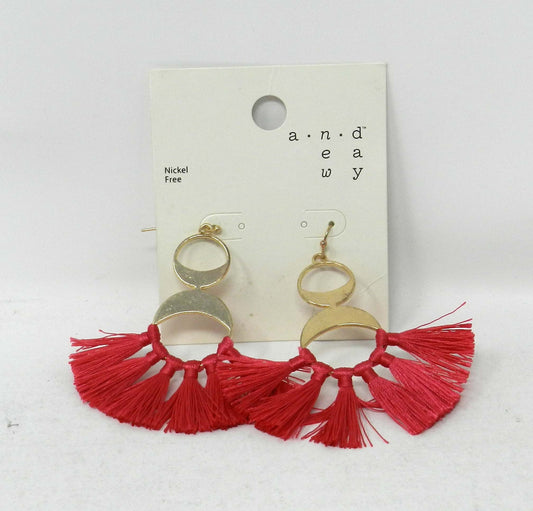 A New Day Nickel Free Dangle Earrings Fuchsia 1 Pair