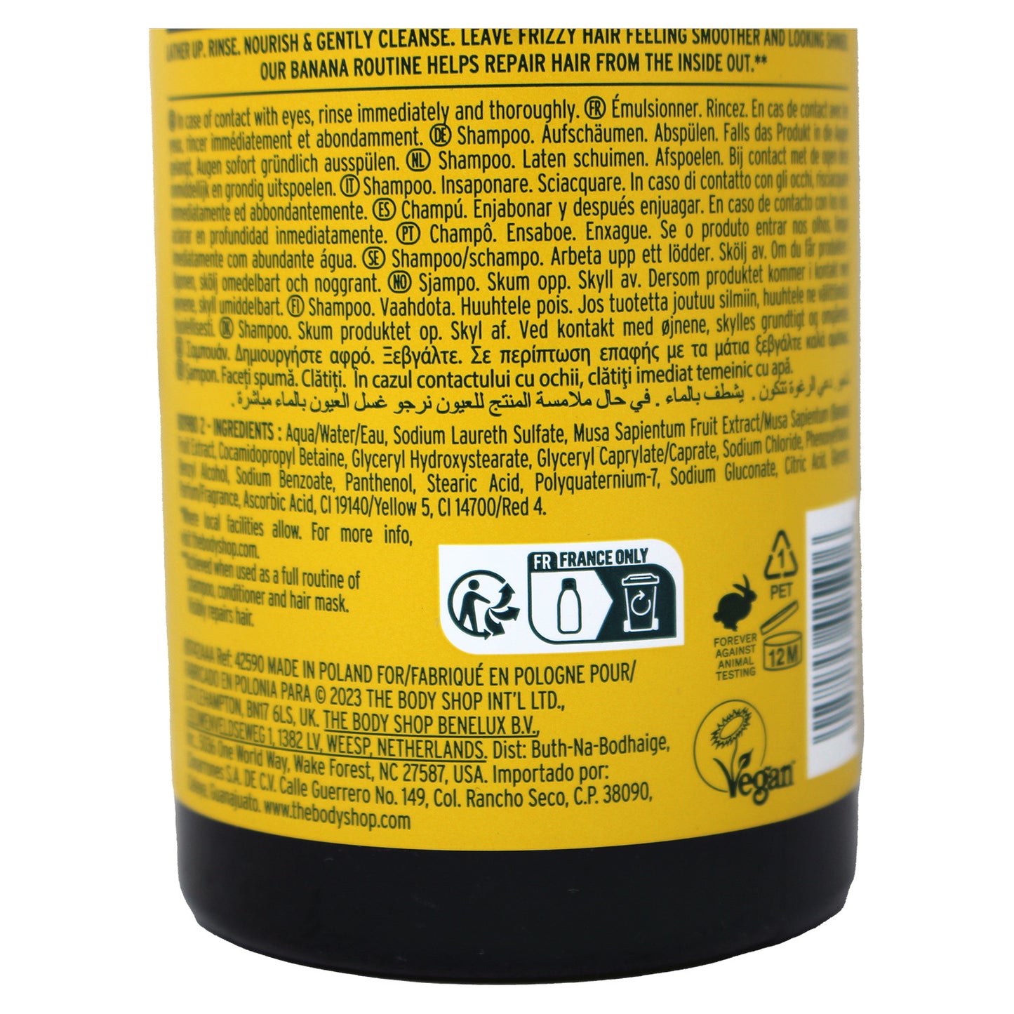 The Body Shop Banana Truly Nourishing Shampoo Dry Hair Prone To Frizz 13.5 Ounces