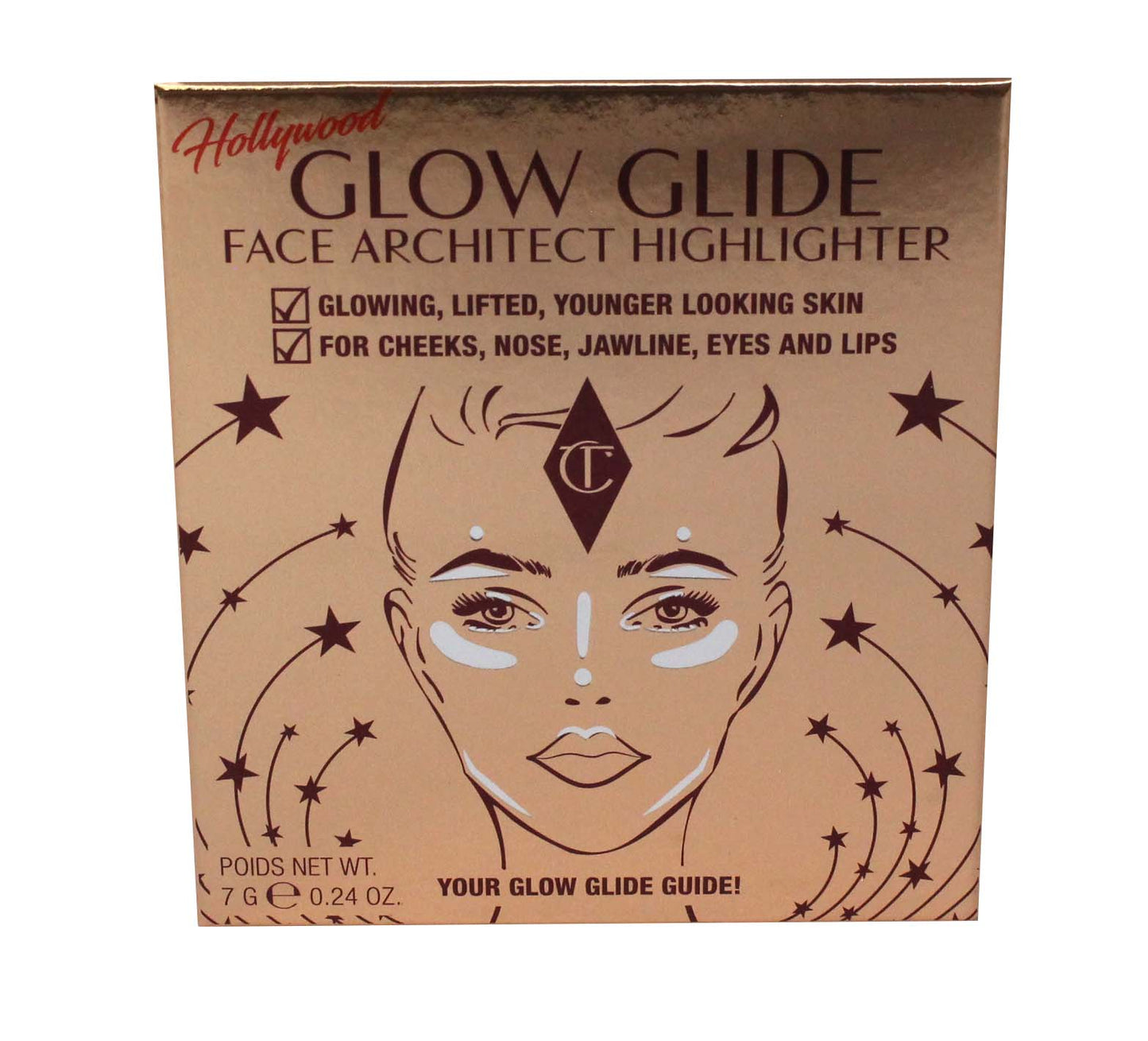 Charlotte Tilbury Glow Glide Face Architect Highlighter Champagne Glow 0.24 Ozs