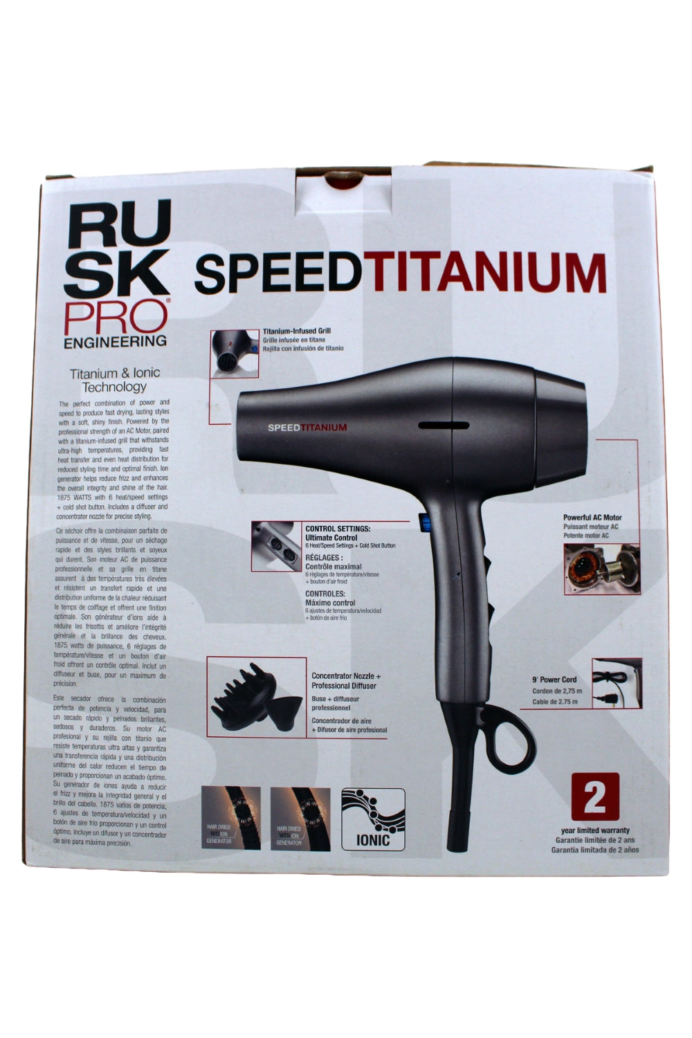 Rusk Pro Speed Titanium Hair Dryer Silver 1 Count