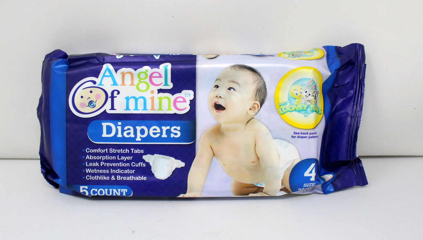 Angel Of Mine Baby Looney Tunes Size 4 Diapers 5 Count