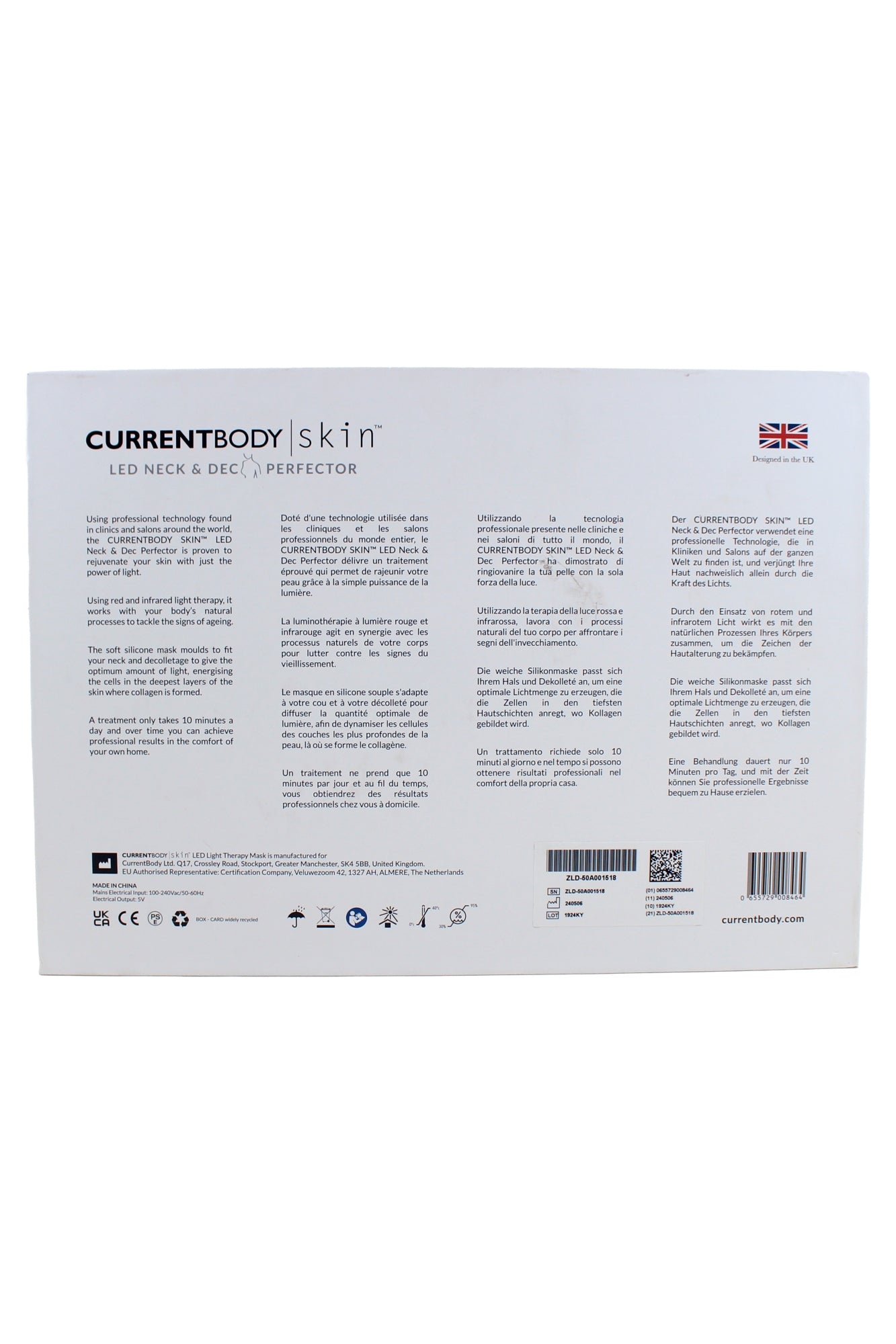 Caurrent Body Skin Led Neck & Decollete Perfector Red & Infrared Light 1 Ct