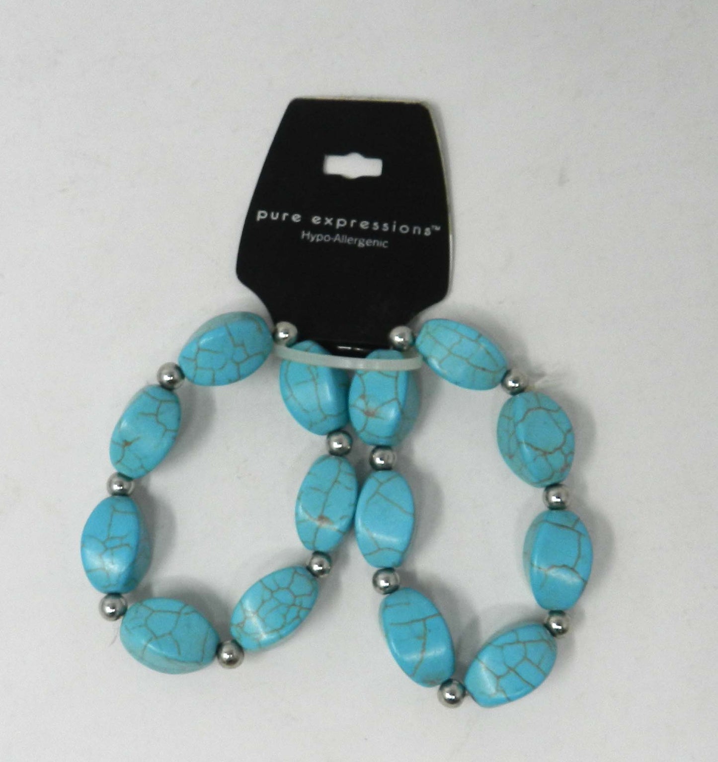 Pure Expressions Hypo-Allergenic Teal Bracelets Duo Set