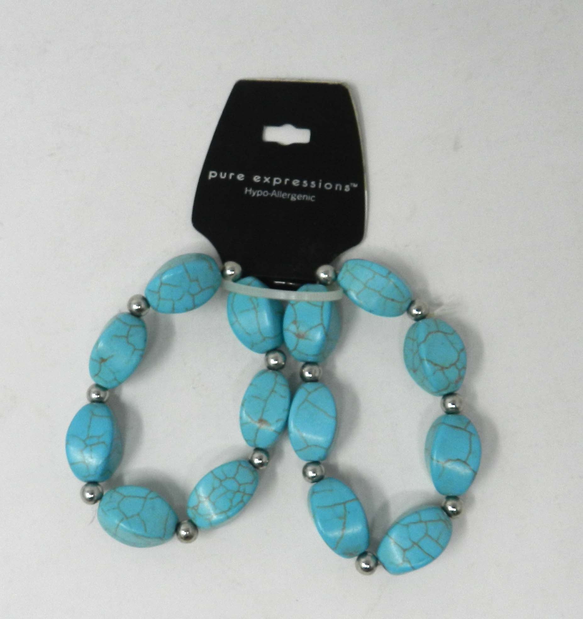 Pure Expressions Hypo-Allergenic Teal Bracelets Duo Set