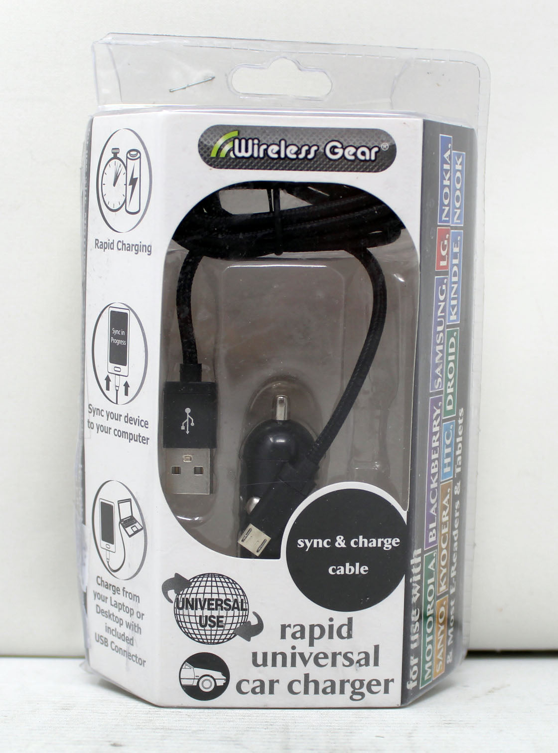 Wireless Gear Micro Rapid Universal Car Charger Black