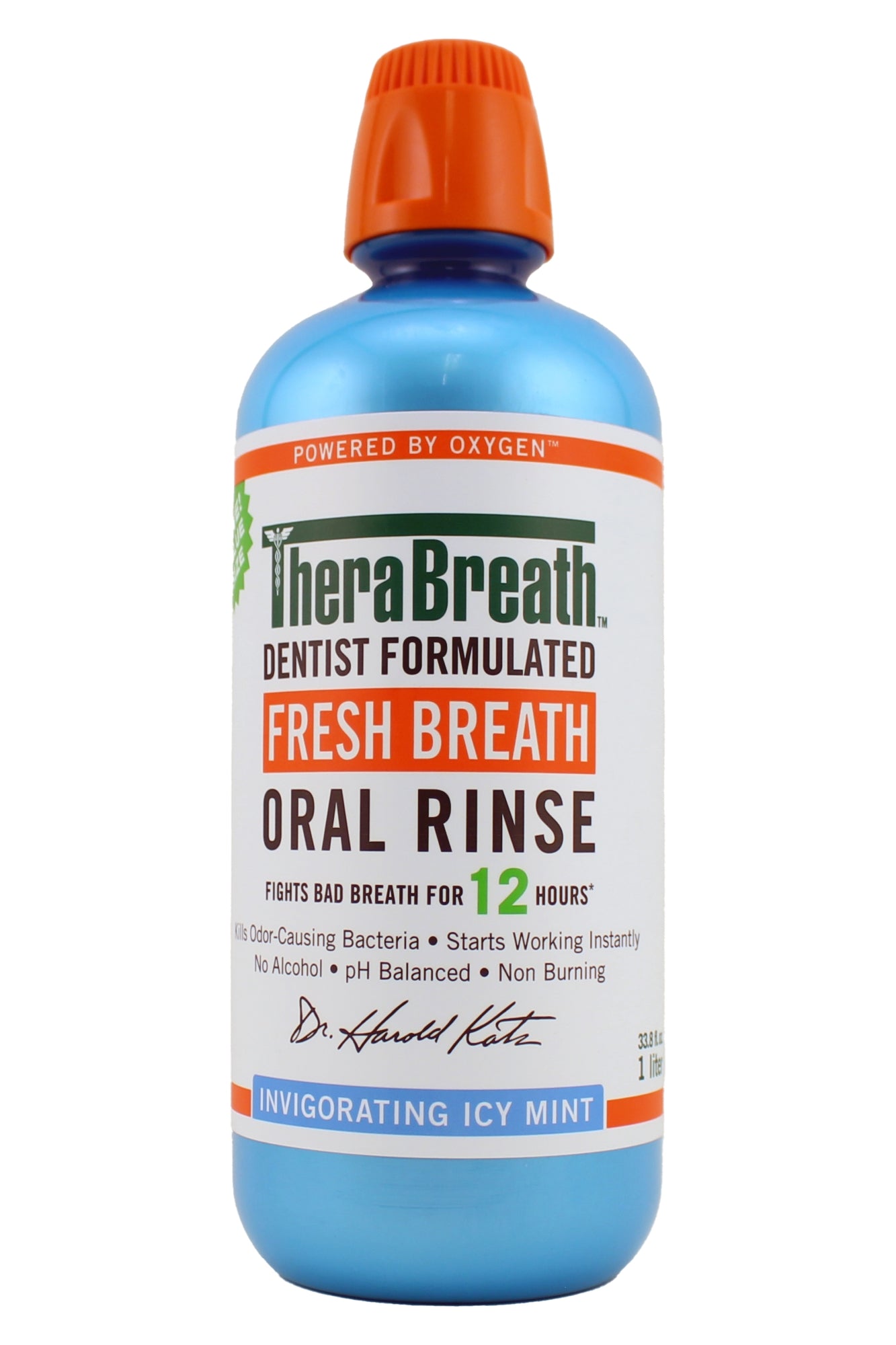 TheraBreath Formulated Fresh Breath Oral Rinse Invigorating Icy Mint 33.8 Ounce
