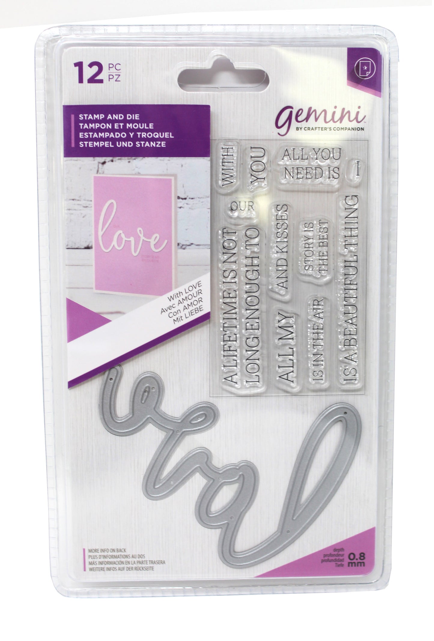 Crafters Companion Gemini Stamp & Die Set With Love 12 Pieces