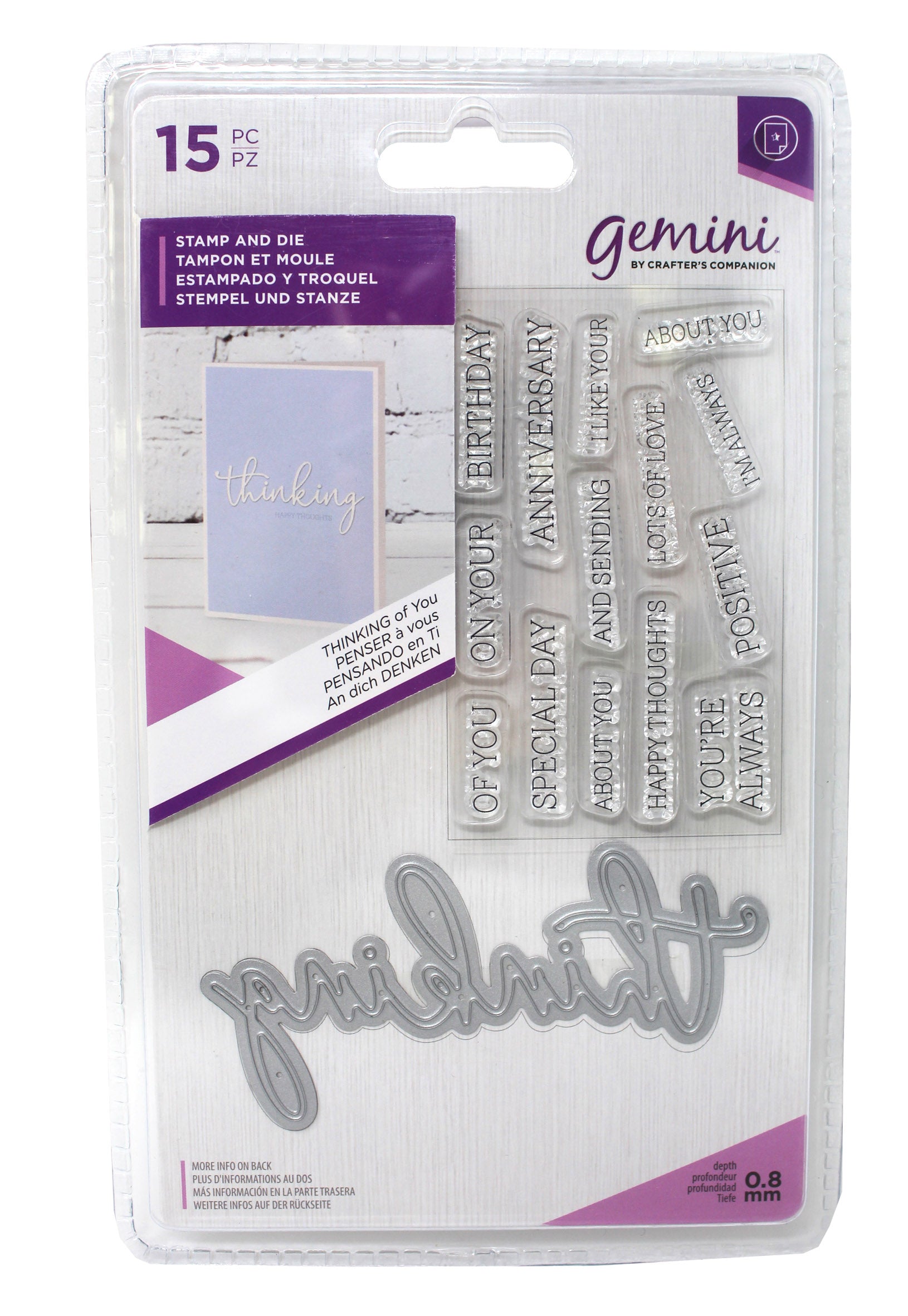 Crafters Companion Gemini Stamp & Die Set Thinking Of You 15 Pieces
