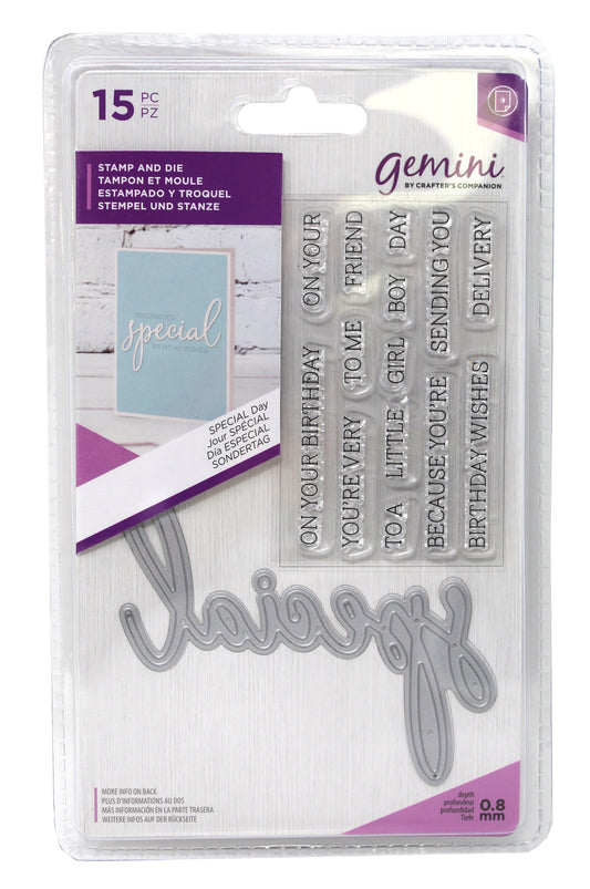 Crafters Companion Gemini Stamp & Die Set Special Day 15 Pieces