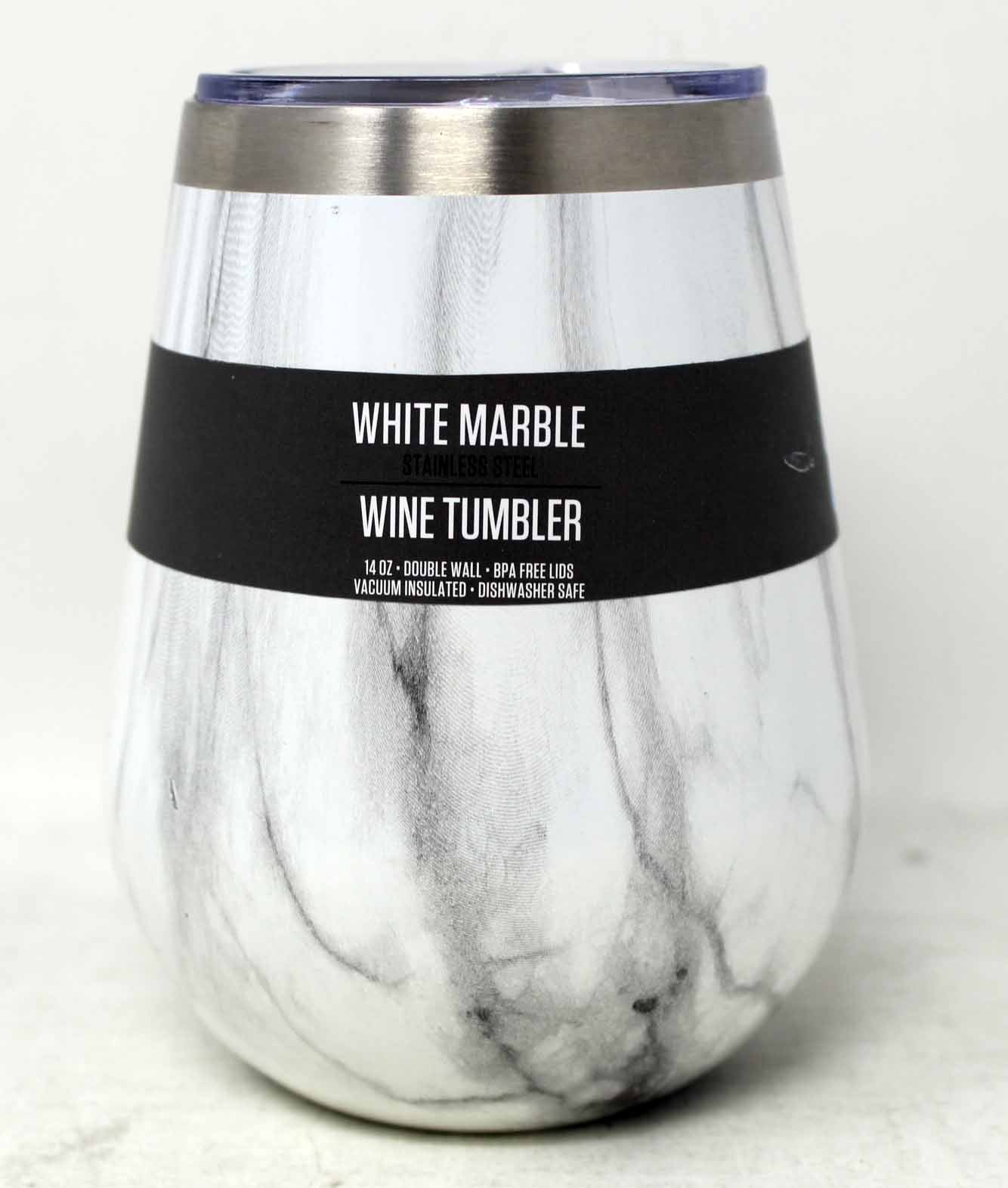 Thirstystone White Marble Stainless Steel Wine Tumbler (No Lid)