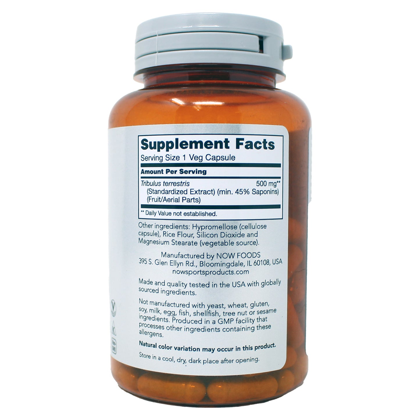 NOW Sports Tribulus 500MG Enhanced Vitality 100 Veg Capsules